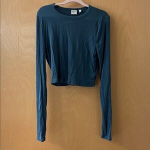 Sunday Best Teal Long-Sleeve Crop Crewneck